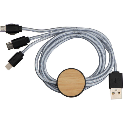 3-in-1 Ladekabel mit Bambus-Element