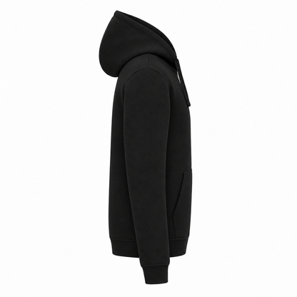 Zip-Hoodie Basic Unisex Schwarz Ärmel rechts