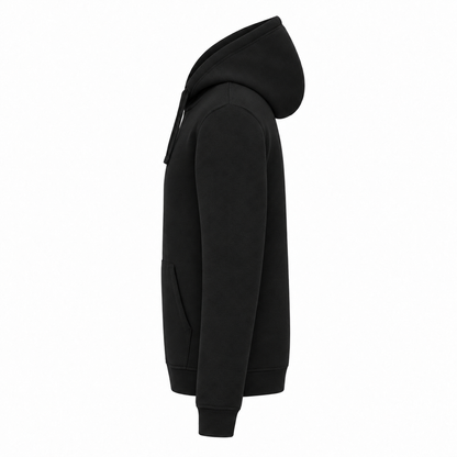 Zip-Hoodie Basic Unisex Schwarz Ärmel links