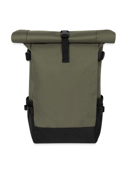 Roll-Top Rucksack in Militärgrün, vorne