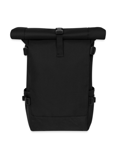 Roll-Top Rucksack in Schwarz, vorne